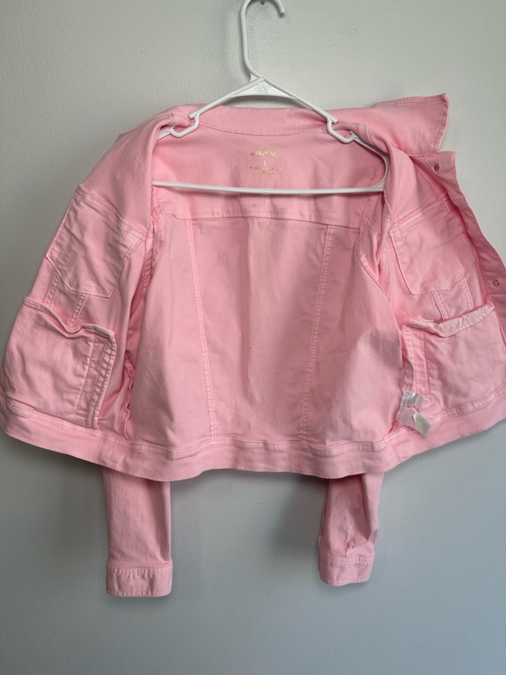 Lilly Pulitzer Pastel Pink Laylani Denim Jacket - Gold Buttons Size Large - Picture 11 of 12